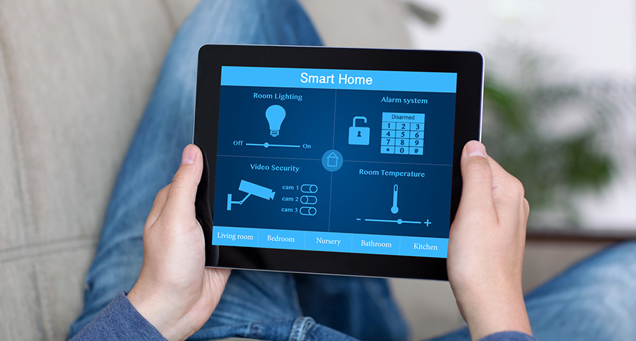 The ability to access and control security components from a mobile device is one of the top smart home trends in Mansfield. Close-up of smart home security app.